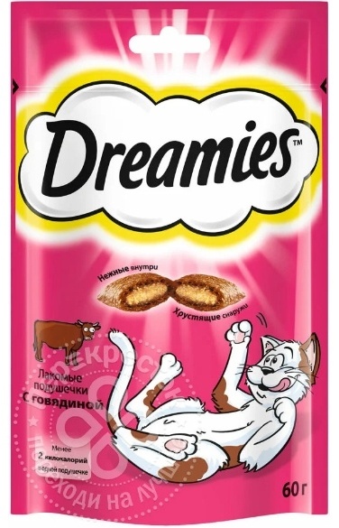 Купить Лакомство лакомство Dreamies для кошек подушечки с говядиной 60 ...