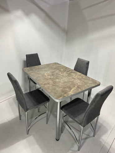 Комплект MEBEL STYLE GROUP 997228034, стол 120х80 см + 6 стульев, серый
