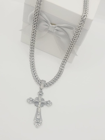 Крестик AQUAMARINE J338409 вес 32 г серебро, без вставок