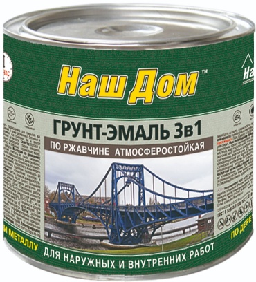 Наш Дом грунт-эмаль полуглянцевая по ржавчине атмосферостойкая 1.8 кг, тон зеленый