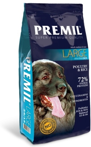 PREMIL Large Птица с рисом для взрослых средних и крупных пород 3 кг
