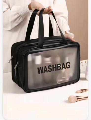 Washbag косметичка искусственная кожа, полиэстер черный 17X25 см