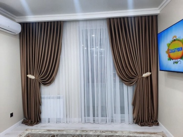 Комплект ANELLI 700x280 см 2 шт, блэкаут, коричневый