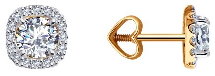 Пусеты Diamant 51-122-02355-1 вес 1.59 г золото, фианит