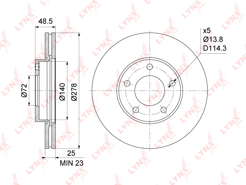 Диски LYNXauto передние BN1071