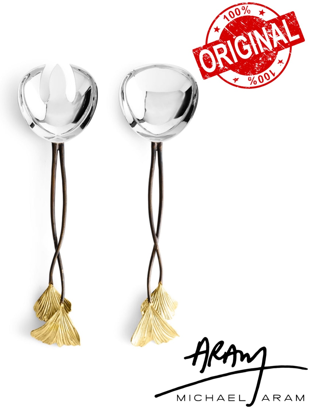 MICHAEL ARAM набор для сервировки Golden Ginkgo, нержавеющая сталь, латунь