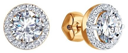Пусеты Diamant 51-122-02352-1 вес 2.28 г золото, фианит