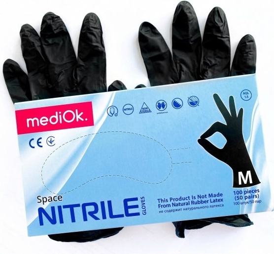 MediOk M черная перчатки 100 шт