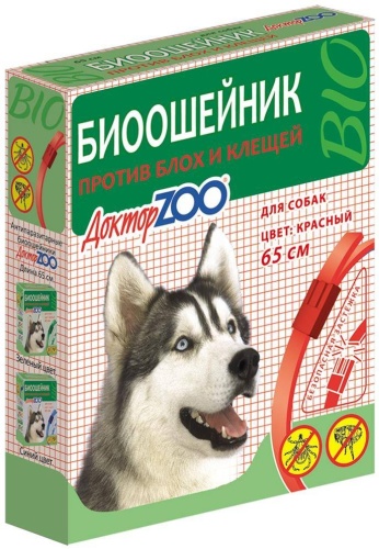 ДокторZOO Биоошейник от блох, от клещей для собак красный 65 см