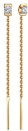 Серьги-цепочки Diamant 51-123-00686-1 вес 0.76 г золото, фианит