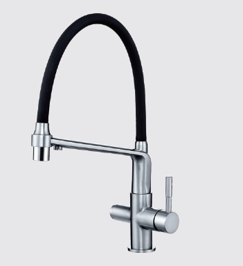 Смеситель с гибким изливом Gappo G4398-7, латунь, цвет черный, хром