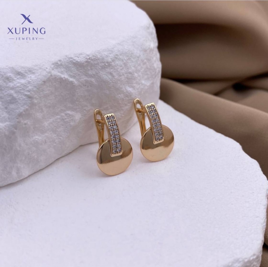 Серьги Xuping медицинская сталь, медицинское золото, фианит