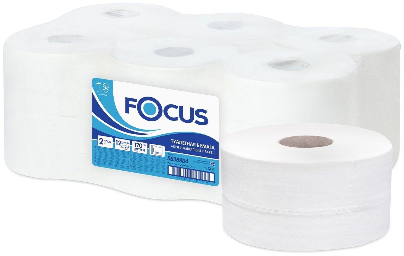 Focus туалетная бумага 2-слойный 12 шт, первичная целлюлоза