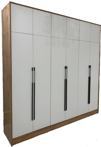 Распашной шкаф AB mebel 12456, 240x240х55 см, белый, коричневый