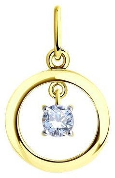 Подвеска Diamant 51-130-01109-2-2 вес 0.89 г золото, фианит