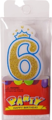 Свеча PARTY цифра 6, 1 шт 5 см