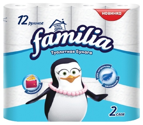 Familia туалетная бумага 2-слойный 12 шт, первичная целлюлоза
