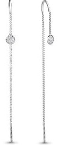 Серьги-цепочки AQUAMARINE 45491А вес 1.04 г серебро, фианит