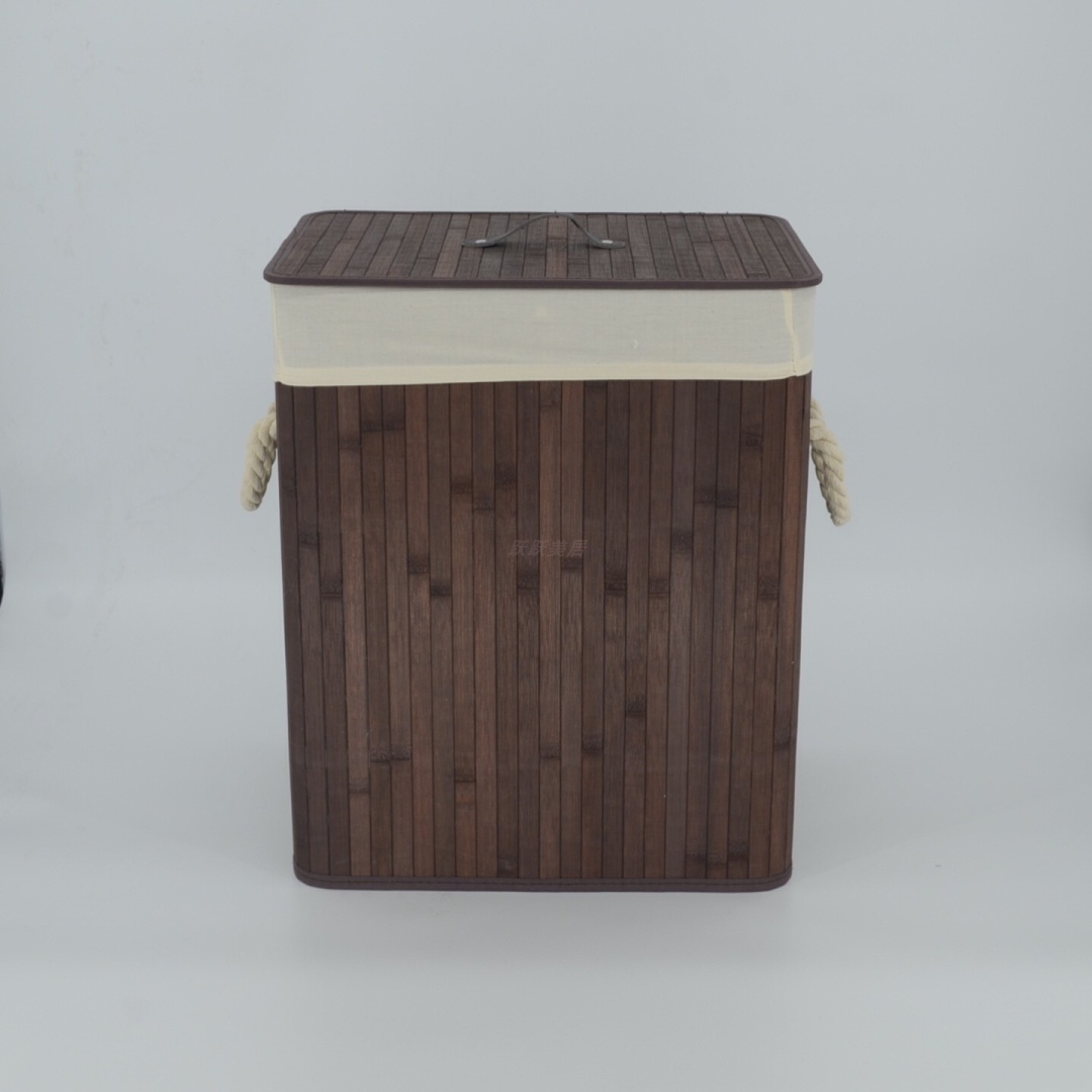 Корзина для белья 40x30x50 см, текстиль, бамбук