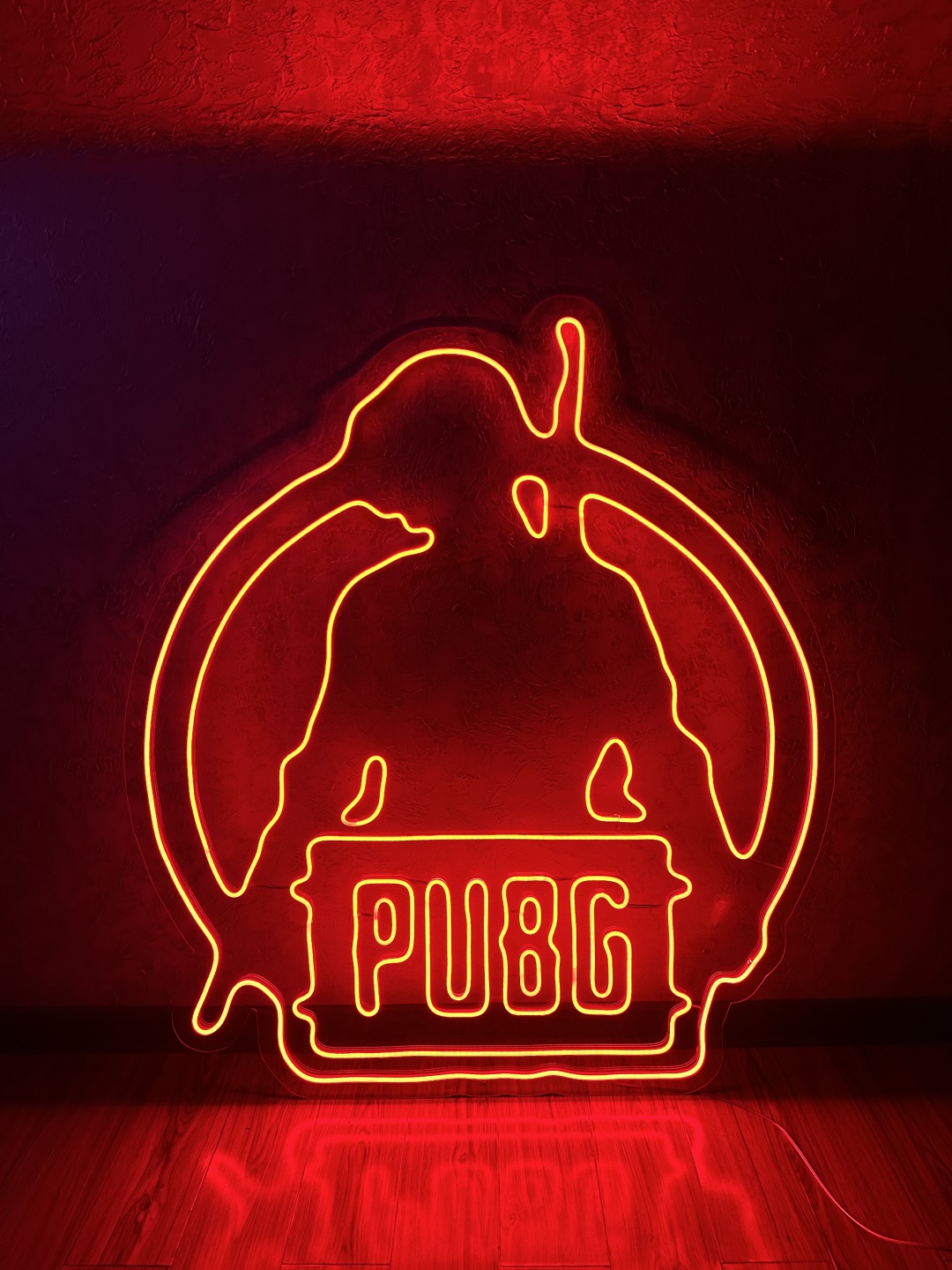 Неоновая вывеска настенный PUBG, красный