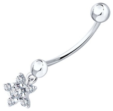 Банан Diamant для пупка вес 0.99 г серебро, фианит