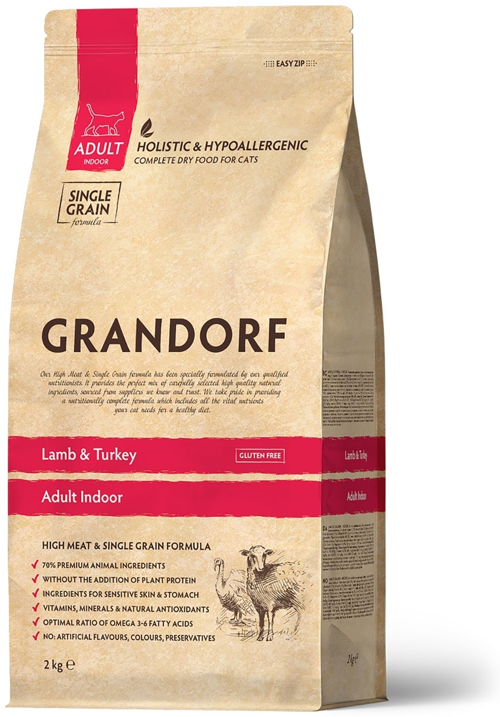 Купить Корм GRANDORF Lamb & Turkey Adult Indoor для взрослых живущих в ...