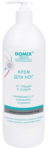 Domix Green Professional от трещин и ссадин с витаминами А, E, F, Д-Пантенолом и серебром крем для ног 1000 мл