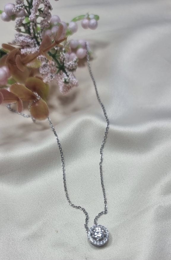 Колье Silver SPL 0284 длина 45 см вес 4.5 г серебро, муассанит