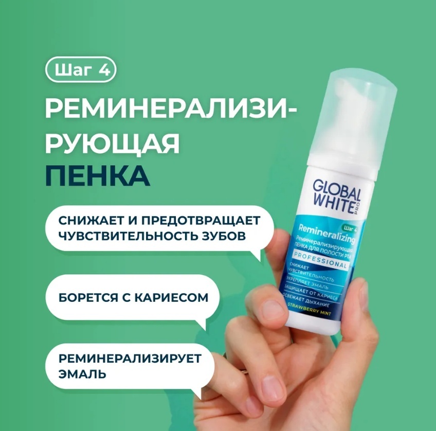 Global White пенка для зубов Remineralizing 50 мл