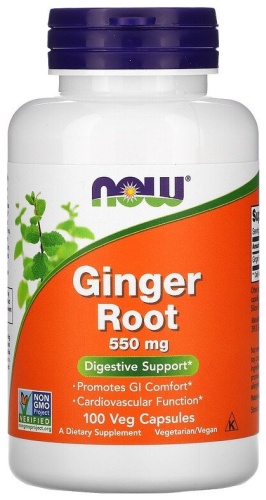 NOW БАД Ginger Root 550 мг 100 капсул