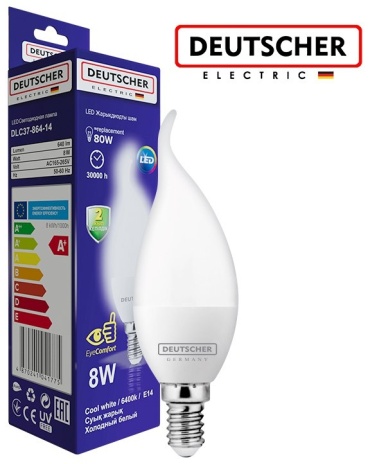 Deutscher 8W Е14, светодиодная, холодный белый