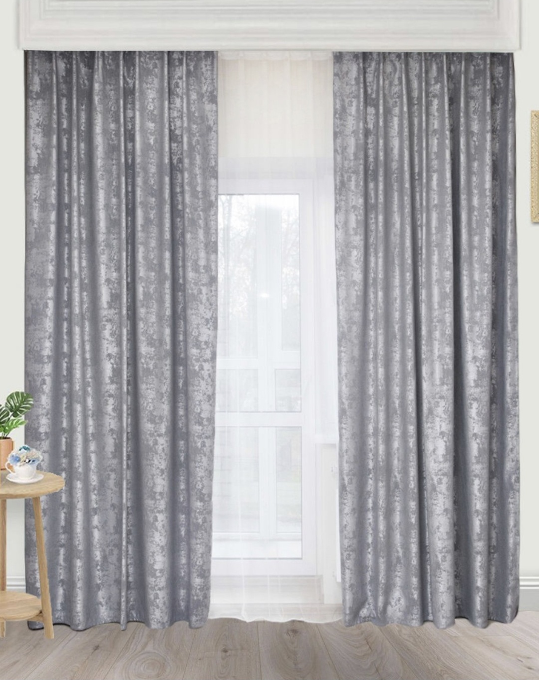 Комплект Home Textile 200x280 см 3 шт, сетка, жаккард, белый, серый