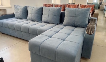 Диван угловой Nurjol 01 Home Угол 5665, 300х75 см, обивка велюр, серый