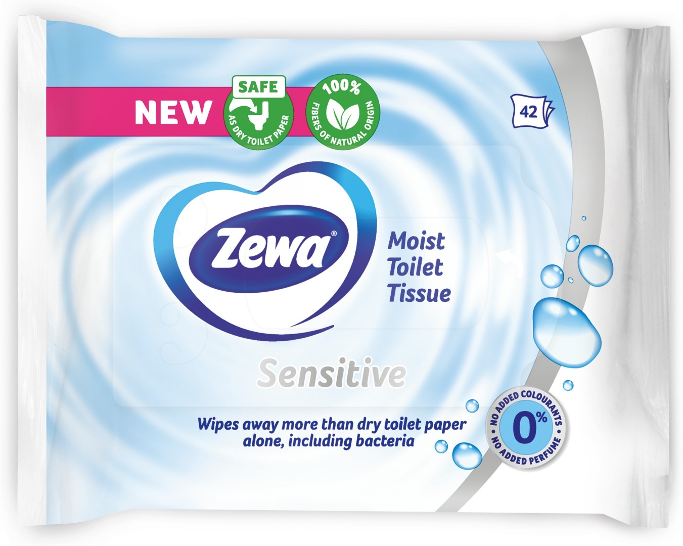 Zewa влажная туалетная бумага Sensitive 1-слойный 42 шт, первичная целлюлоза