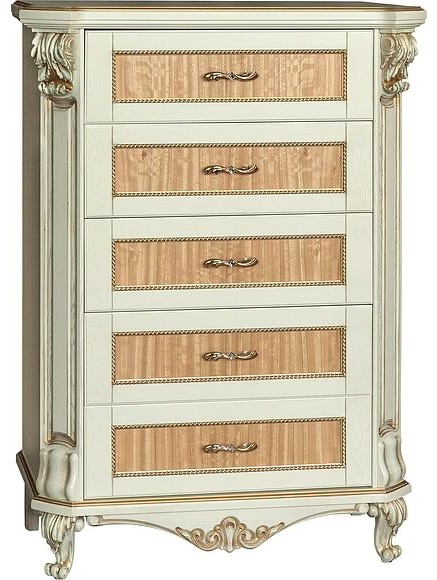 Купить Комод Пинскдрев Альба П4.485.1.04, 85x48x116 см, слоновая кость ...