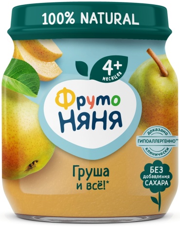 Детское пюре ФрутоНяня груша 100 г, с 4 месяцев