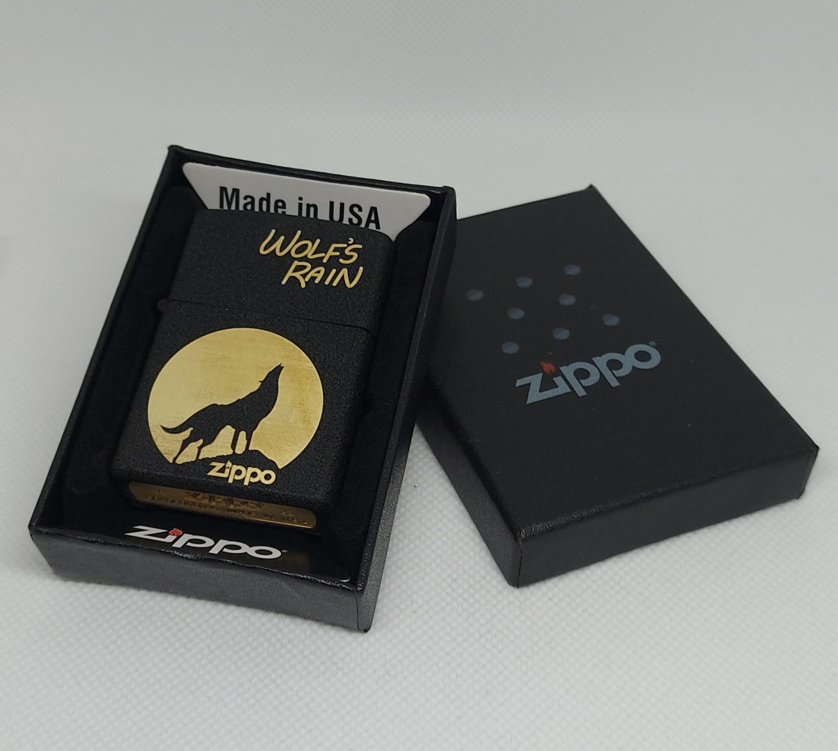 Zippo бензиновая зажигалка Wolf Black 001, латунь