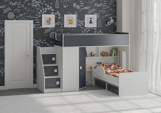 Купить LEGENDA Легенда 43.2.2 белый/графит детская кровать, ЛДСП ...