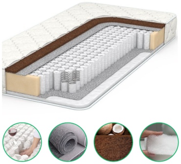 Матрас EcoSon Ortoped Prestij, 70x155x21 см, чехол жаккард, вискоза