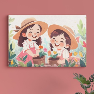 PEMIKAN CRAFT картина Сестрички в саду 90x60 см