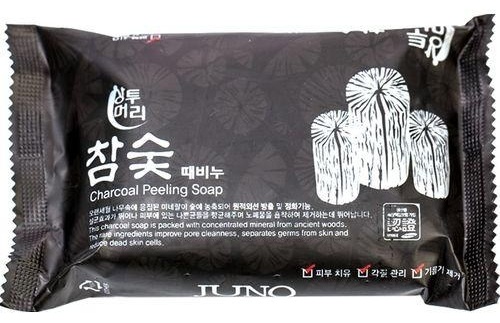 Кусковое мыло туалетное Juno Пилинг Charcoal Peeling Soap 150 г