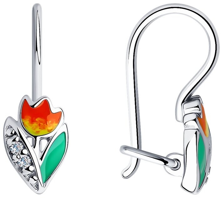 Серьги Diamant 94-120-01529-1 вес 1.2 г серебро, эмаль