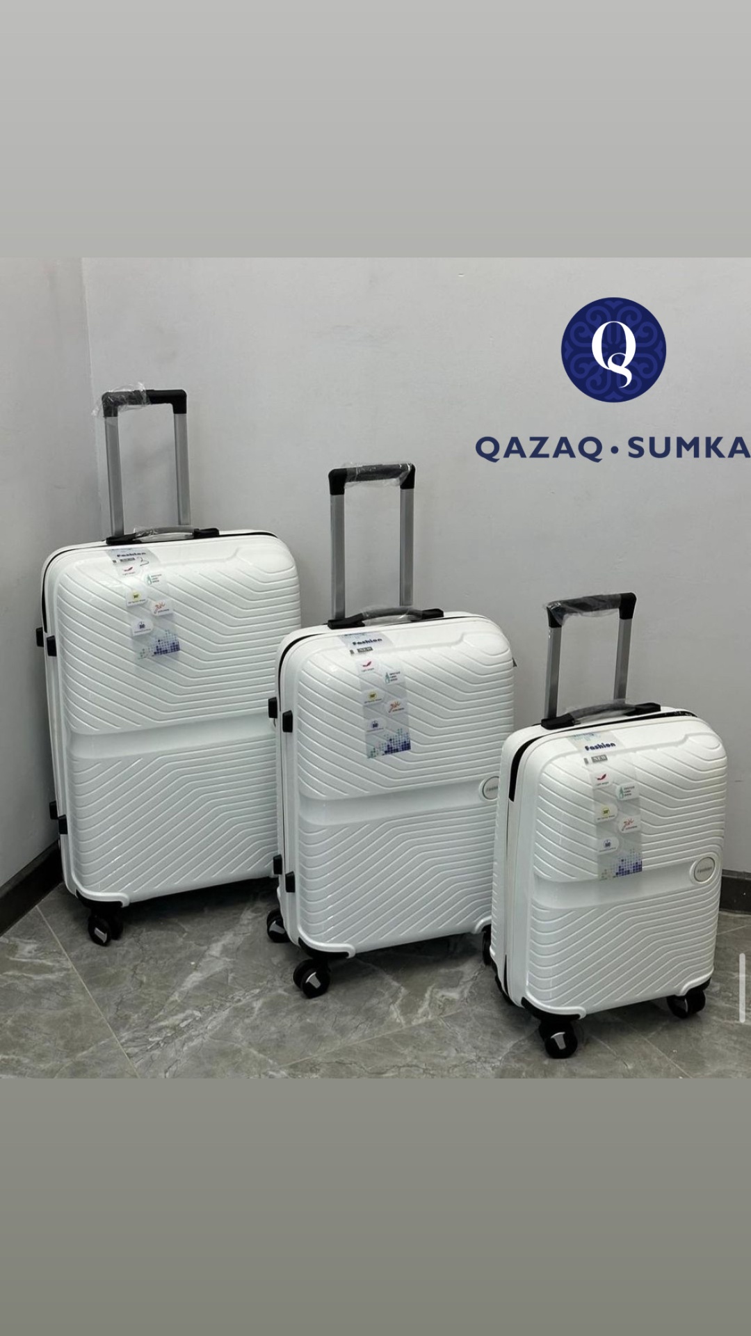 Комплект чемоданов QAZAQSUMKA Комплект чемодан GL012 3в1 полипропилен 225 л белый