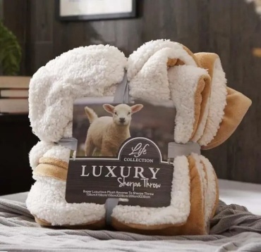 Плед Luxury 150х200 см, искусственный мех, флис, бежевый