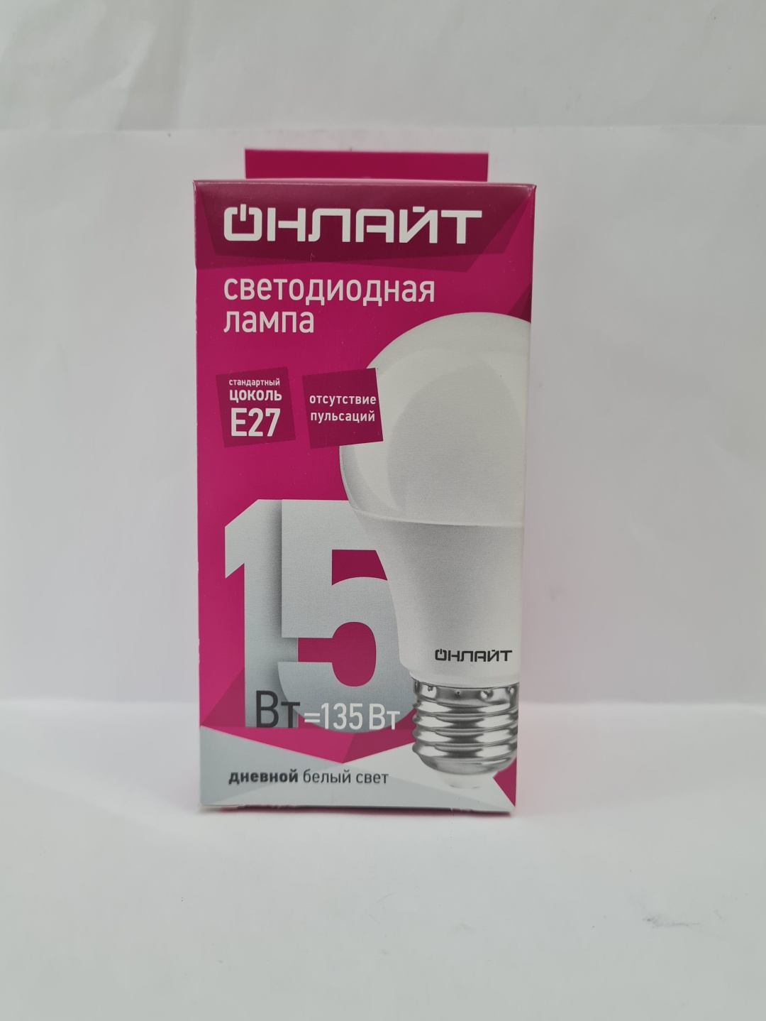 ОНЛАЙТ 15W E27, светодиодная, холодный белый