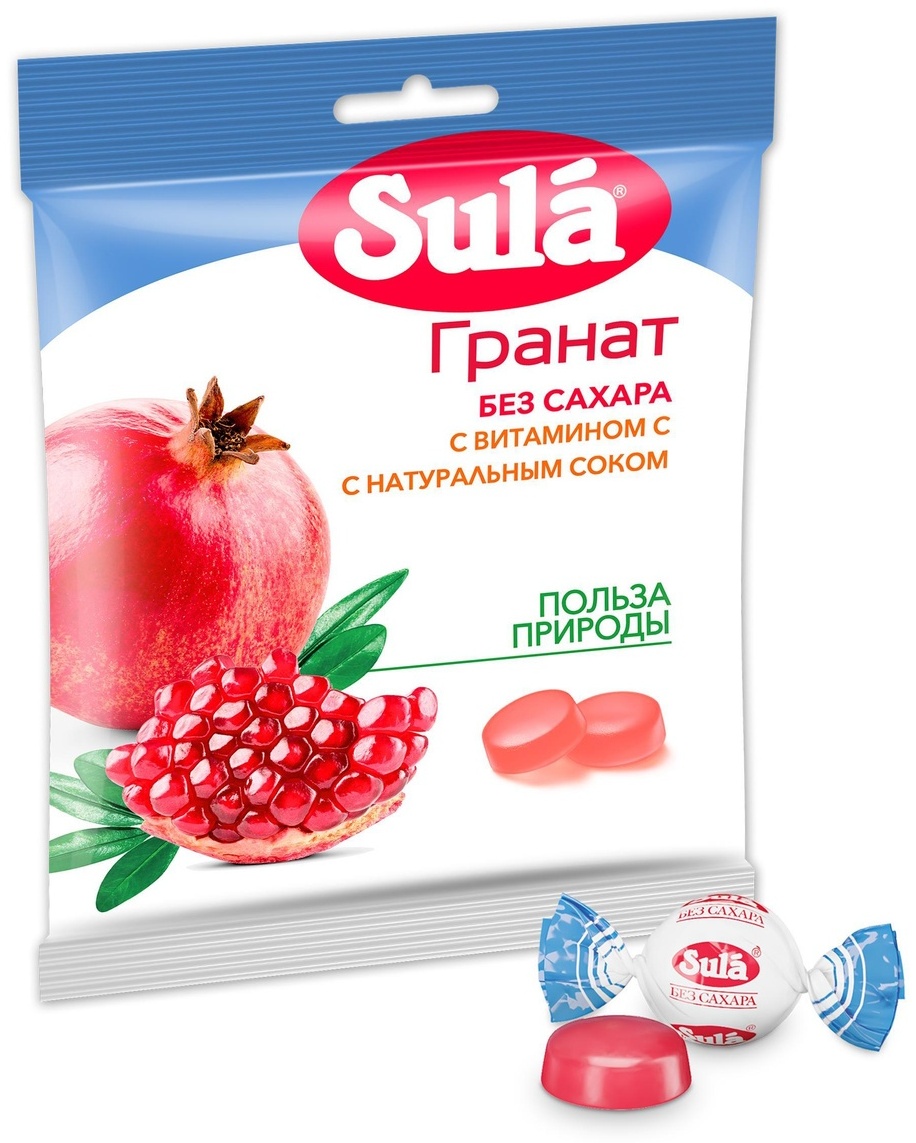 Конфеты леденцы Sula гранат 60 г