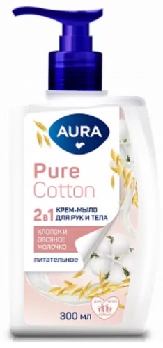 Жидкое мыло туалетное AurA Pure Cotton Хлопок и овсяное молочко 300 мл
