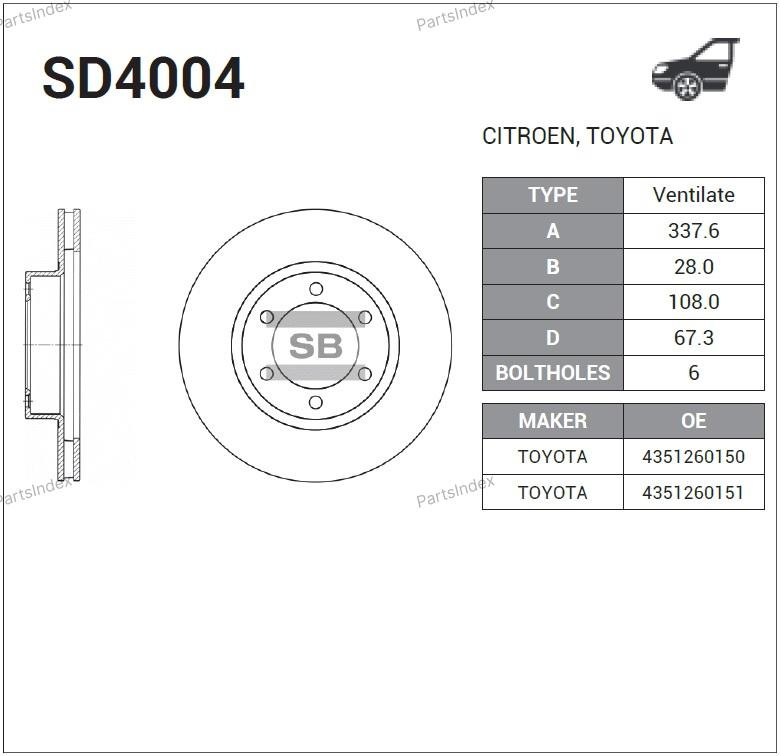SANGSIN Диск Тормозной SD4004