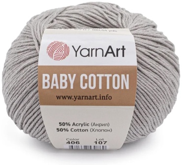 Моток YarnArt Baby Cotton 406 - Светло-серый 165 м 50 г