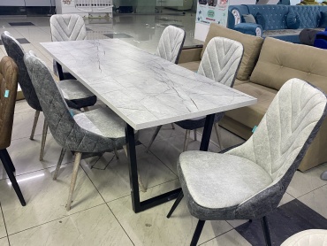Комплект SEM BRAND 734690, стол 200х80 см + 6 стульев, серый